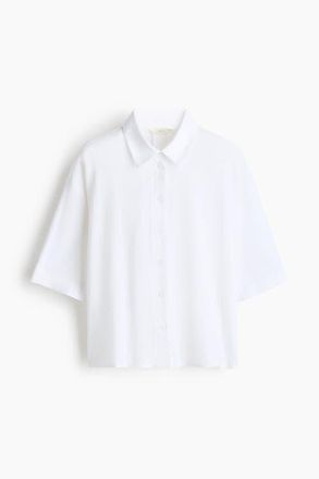H&M Oversized Linen-blend Shirt in White at Nordstrom, Size Xx-Large