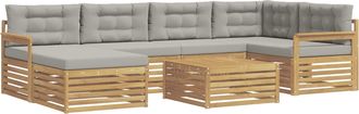 vidaXL Conjunto De Sof&aacute;s De Exterior 7 Uds. Blanco Y Gris Claro Vidaxl