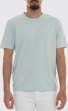 HUGO BOSS T-shirt girocollo in cotone stretch con logo a contrasto sul petto