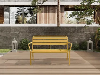 Vente-Unique Panchina da giardino in metallo - Giallo senape - MIRMANDE di MYLIA