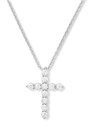 Melinda Maria Oh She Fancy Small Cubic Zirconia Cross Pendant Necklace in Silver-White at Nordstrom