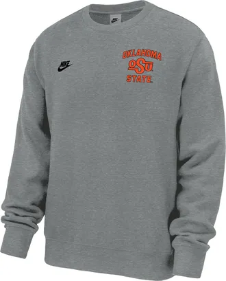 Nike Oklahoma State Cowboys Club Nike Mens Football Fleece Crew-Neck Sweatshirt in Grey | M33234P398OKST-DGH