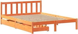 vidaXL Bed Frame without Mattress Wax Brown 140x200 cm Solid Wood Pine vidaXL