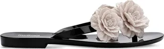 Melissa Harmonic Springtime teenslippers verfraaid met bloemen - Zwart