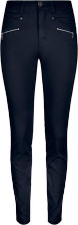 2-Biz Navy Rany Broek met Ritszakken - Dames - Skinny broeken - Blauw - XL - Katoen - Broeken