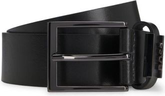 BOSS Italian-leather belt with logo keeper