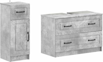 vidaXL Juego De Gabinete De Ba&ntilde;o De 2 Piezas Utrecht Gris Hormig&oacute;n Vidaxl