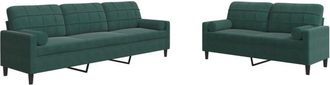 vidaXL Vidaxl - Juego De Sof&aacute;s Con Cojines 2 Piezas Terciopelo Verde Oscuro