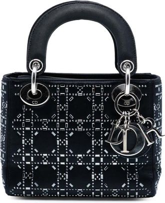 Dior Pre-owned Dior Mini Satin Cannage Strass Crystal Embellished Lady Dior Ladies 19-MA-1127