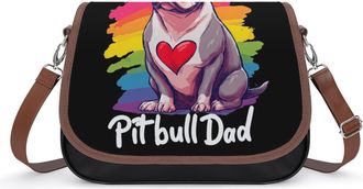 Generic Pitbull Dad Crossbody Bags for Women Shoulder Messenger Bag Purse Handbags