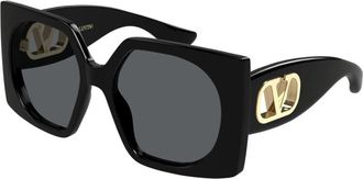Valentino VLogo Signature Zonnebril - Dames - Zonnebrillen - Zwart - 55 MM - Accessoires
