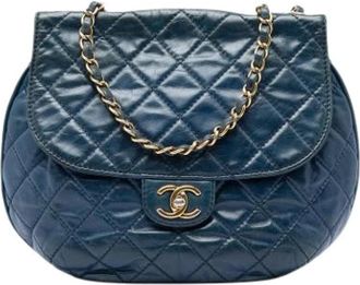 Chanel Pre-owned Flap Bag - Dames - Vintage Schoudertas - Blauw - ONE Size - Leer - Vintage