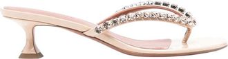 Amina Muaddi Pink Embellished Gigi Heels