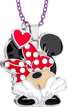 Disney Minnie Mouse and Mickey Heart Necklace in Red/black at Nordstrom