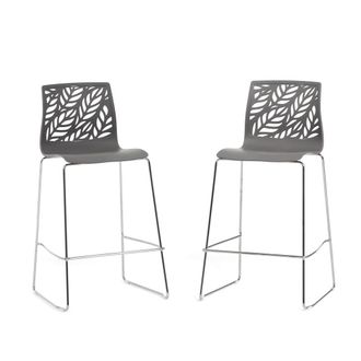 Siediti Fuori e Dentro Pareja de taburetes de cocina de resina con fibra de vidrio gris