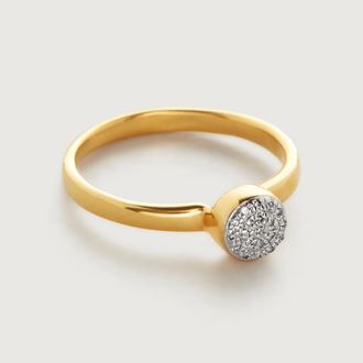 Monica Vinader Gold Fiji Mini Button Stacking Ring Diamond