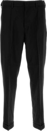 Cellar Door Cambridge Tapered-Leg Wool Broeken - Heren - Nette broeken - Zwart - L - Wol - Broeken