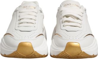 Dolce & Gabbana White Gold DAYMASTER Leather Sneakers Womens Shoes (Pre-Owned)
