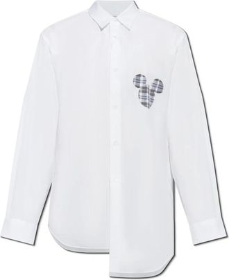 Comme Des Garçons Overhemden, Heren, Wit, M, Katoen, Katoenen Overhemd met Print