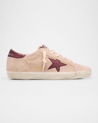 Golden Goose Super-Star Glitter Suede Low-Top Sneakers