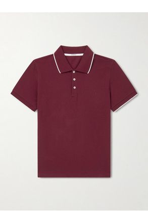 Saint Laurent Slim-Fit Logo-Embroidered Cotton-Piqu&eacute; Polo Shirt