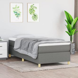 vidaXL Cama Box Spring Con Colch&oacute;n Tela Gris Oscuro 90x200 Cm Vidaxl
