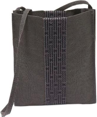 Herm&egrave;s Pre-owned Cross Body Bags, female, Gray, Size: ONE SIZE Pre-owned Herline Canvas Shoulder Bag