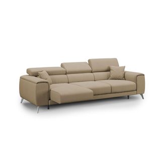 Divani.Store Fusion Sof&aacute; Con Asientos Deslizantes En Tela Suave Antimanchas 260 Cm Beige