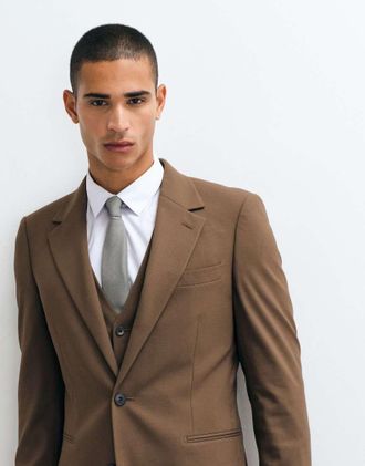 Asos Giacca da abito skinny marrone