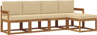 vidaXL Conjunto De Sof&aacute;s De Exterior 5 Uds. Natural Y Beige Vidaxl