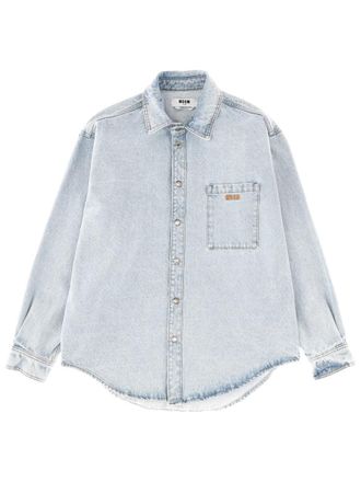 Msgm Embroidered Logo Shirt - Blue