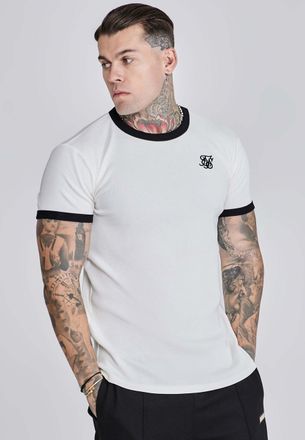 Siksilk T-Shirt SIKSILK Siksilk T-Shirt Ribbed Ringer T-Shirt, Herren, Gr. XL, beige, Obermaterial: 96% Baumwolle CO. 4% Elasthan EL., Shirts T-Shirt