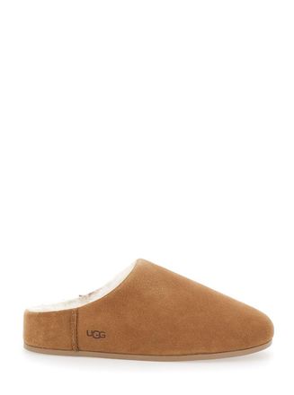UGG Elea Beige Mules With Logo Lettering On The Side And Shearling Lining In Suede Woman