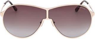 Tom Ford Gais 71mm Oversize Mirrored Pilot Sunglasses in Rose Gold Dark Havana /T Logo at Nordstrom Rack
