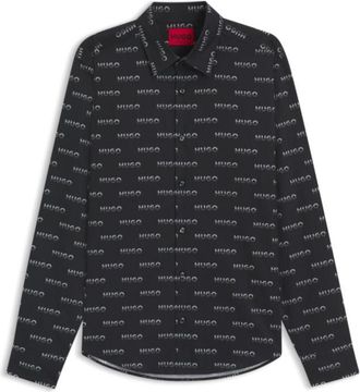 HUGO BOSS Slim-fit shirt in printed cotton poplin