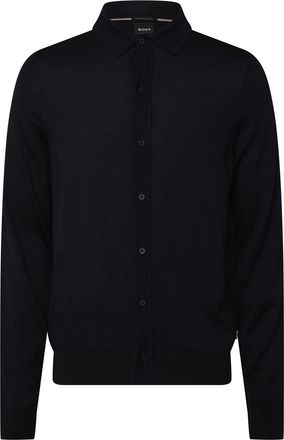 HUGO BOSS Heren Boss Helbert Regular Fit Overhemd in Virgin Wol in Donkerblauw
