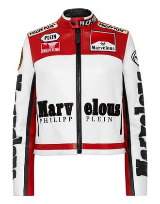 Philipp Plein Leather Moto Jacket Marvelous