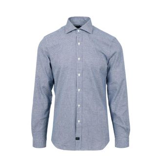 Fay Gestreept Shirt - Heren - Casual Overhemden - Blauw - 2XL - Katoen - Overhemden