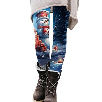 Generic Womens Ugly Christmas Legging Xmas High Waisted Holiday Workout Pant Tights Leggings Ladies Warm Thermal Printed Winter Casual Santa Leggings for Wome