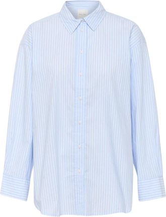 Part Two Blauw Gestreept Savanna PW Shirt - Dames - Overhemden - Blauw - 3XL - Katoen - Overhemden