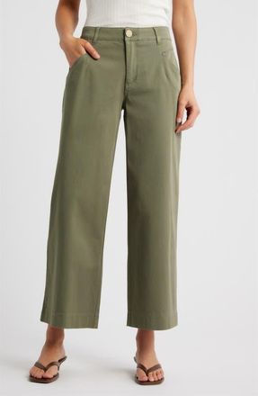 Wit & Wisdom Wyatt Skyrise Crop Wide Leg Twill Pants in Lily Pad at Nordstrom, Size 10P