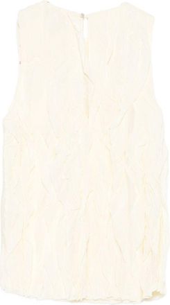 Alysi Crinkled Sleeveless Tank Top - Ivory