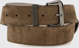 Brunello Cucinelli Suede Calfskin Belt with Monili Detail