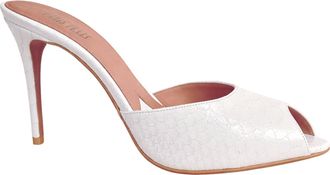 PARIS TEXAS White Crocodile Effect Leather Mules