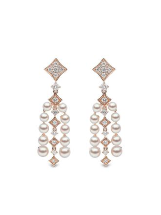 Yoko London 18kt rose gold Raindrop Akoya pearl and diamond earrings - women - 18kt Rose Gold/Akoya Pearl/Diamond - OS - Pink