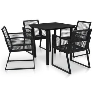 Berkfield Home 5 Piece Outdoor Dining Set PVC Rattan Black