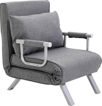 HOMCOM Poltrona Letto Singolo con Schienale a 5 Livelli in Tessuto Grigio - Homcom