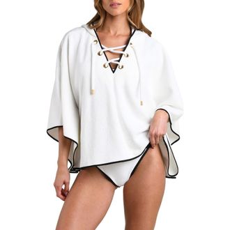 L'agence Fine Line Demeter Cover-Up Shirt in White at Nordstrom, Size X-Large