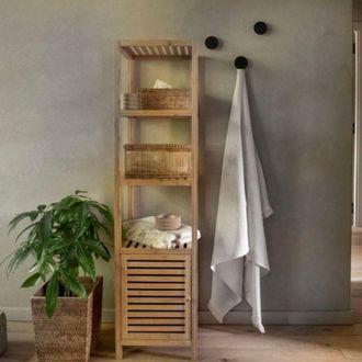 Andrea House Andrea House Ba73111 Armario De Ba&ntilde;o De Bamb&uacute; N&oacute;rdico 140 Cm - Ref: Ba73111