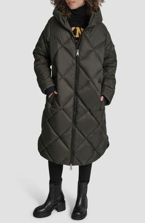 DKNY Diamond Quilted Puffer Coat in Loden at Nordstrom Rack, Size X-Small